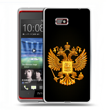 Силиконовый чехол на HTC Desire 600 с принтом Герб России желтый