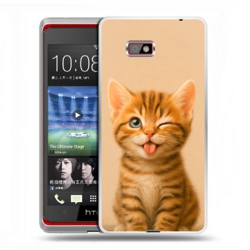 Силиконовый чехол на HTC Desire 600 с принтом котенок