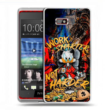 Силиконовый чехол на HTC Desire 600 с принтом Дональд Дак Деньги