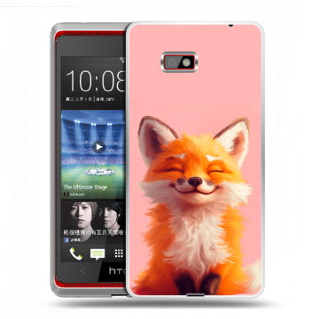 Силиконовый чехол на HTC Desire 600 с принтом милая лиса Силиконовый чехол на HTC Desire 600 с принтом милая лиса
