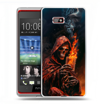 Силиконовый чехол на HTC Desire 600 с принтом Скелет и карты