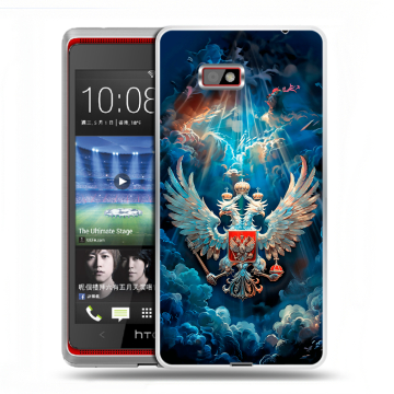 Силиконовый чехол на HTC Desire 600 с принтом Герб флаг России
