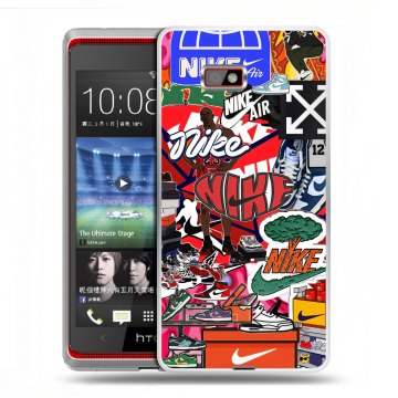 Силиконовый чехол на HTC Desire 600 с принтом Найк Nike яркий