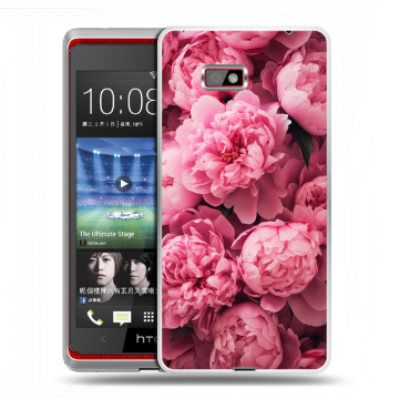 Силиконовый чехол на HTC Desire 600 с принтом цветы пионы