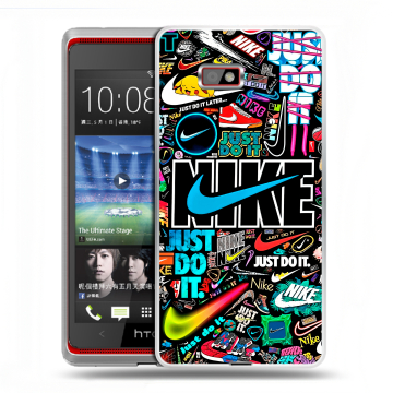 Силиконовый чехол на HTC Desire 600 с принтом найк nike черный Силиконовый чехол на HTC Desire 600 с принтом найк nike черный