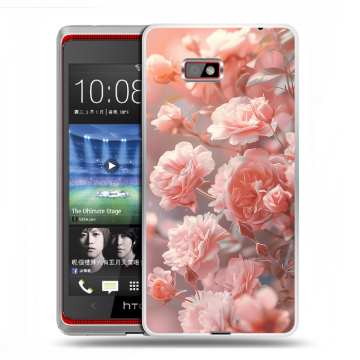 Силиконовый чехол на HTC Desire 600 с принтом Розовые розы
