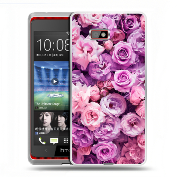Силиконовый чехол на HTC Desire 600 с принтом лавандовые розы Силиконовый чехол на HTC Desire 600 с принтом лавандовые розы