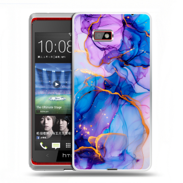 Силиконовый чехол на HTC Desire 600 с принтом синий мрамор Силиконовый чехол на HTC Desire 600 с принтом синий мрамор