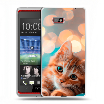 Силиконовый чехол на HTC Desire 600 с принтом котик