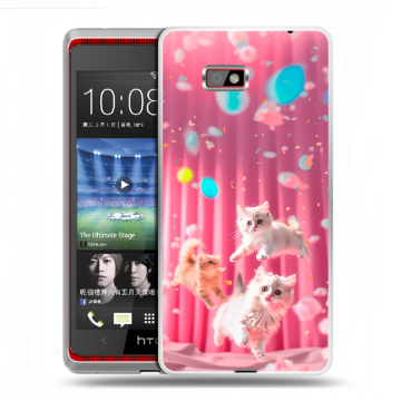 Силиконовый чехол на HTC Desire 600 с принтом милые котики Силиконовый чехол на HTC Desire 600 с принтом милые котики