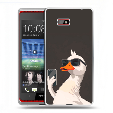 Силиконовый чехол на HTC Desire 600 с принтом утка в очках