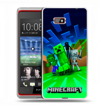 Силиконовый чехол на HTC Desire 600 с принтом Майнкрафт Силиконовый чехол на HTC Desire 600 с принтом Майнкрафт
