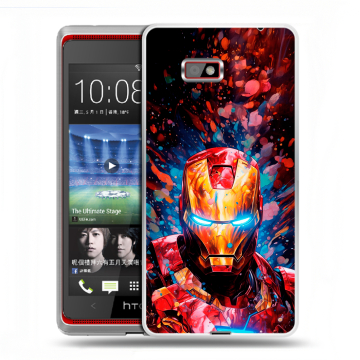 Силиконовый чехол на HTC Desire 600 с принтом Железный человек Ironman