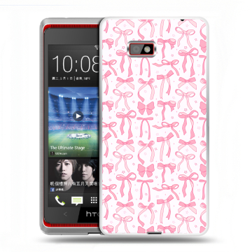 Силиконовый чехол на HTC Desire 600 с принтом Розовые бантики