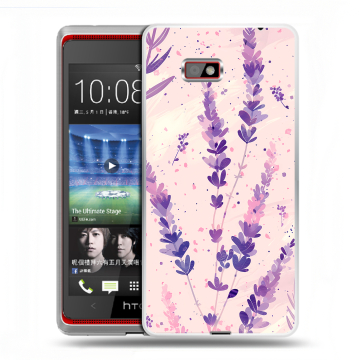 Силиконовый чехол на HTC Desire 600 с принтом цветы лаванда Силиконовый чехол на HTC Desire 600 с принтом цветы лаванда