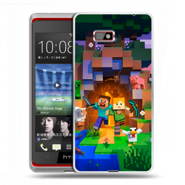 Силиконовый чехол на HTC Desire 600 с принтом Майнкрафт Minecraft Силиконовый чехол на HTC Desire 600 с принтом Майнкрафт Minecraft