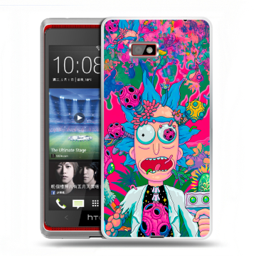 Силиконовый чехол на HTC Desire 600 с принтом Рик и Морти Rick Morty