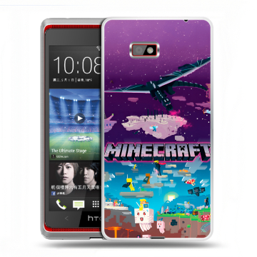 Силиконовый чехол на HTC Desire 600 с принтом Майнкрафт Minecraft