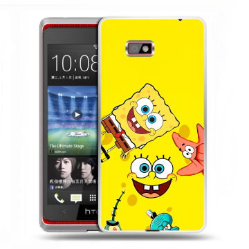 Силиконовый чехол на HTC Desire 600 с принтом Спанч боб Спанчбоб