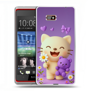 Силиконовый чехол на HTC Desire 600 с принтом для девочек