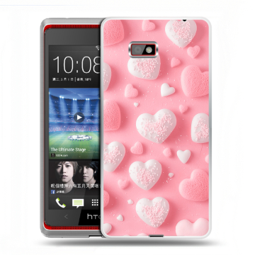 Силиконовый чехол на HTC Desire 600 с принтом Сердечки