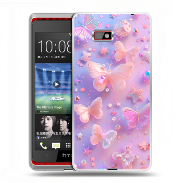 Силиконовый чехол на HTC Desire 600 с принтом Бабочки