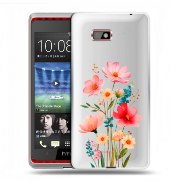 Силиконовый чехол на HTC Desire 600 с принтом Цветы Силиконовый чехол на HTC Desire 600 с принтом Цветы