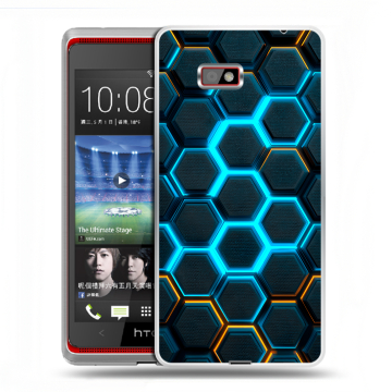 Силиконовый чехол на HTC Desire 600 с принтом Неоновые соты Силиконовый чехол на HTC Desire 600 с принтом Неоновые соты