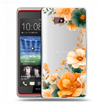 Силиконовый чехол на HTC Desire 600 с принтом Цветы принт Силиконовый чехол на HTC Desire 600 с принтом Цветы принт