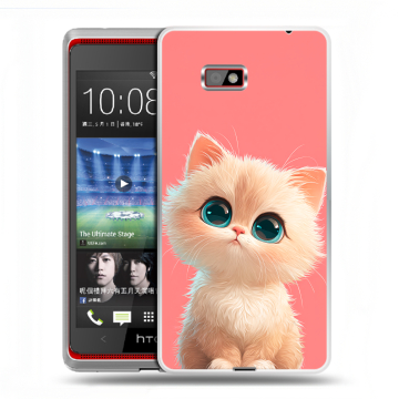 Силиконовый чехол на HTC Desire 600 с принтом Розовый котенок Силиконовый чехол на HTC Desire 600 с принтом Розовый котенок