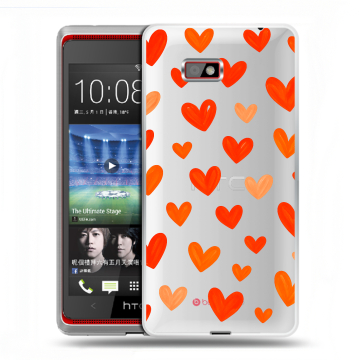 Силиконовый чехол на HTC Desire 600 с принтом Сердечки Силиконовый чехол на HTC Desire 600 с принтом Сердечки