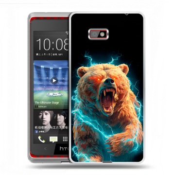 Силиконовый чехол на HTC Desire 600 с принтом Медведь Силиконовый чехол на HTC Desire 600 с принтом Медведь