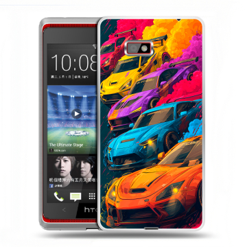 Силиконовый чехол на HTC Desire 600 с принтом Тачки Силиконовый чехол на HTC Desire 600 с принтом Тачки