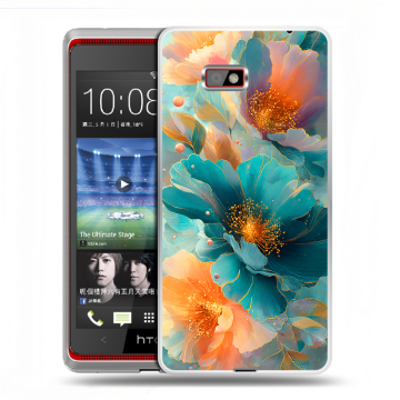 Силиконовый чехол на HTC Desire 600 с принтом Цветы Силиконовый чехол на HTC Desire 600 с принтом Цветы
