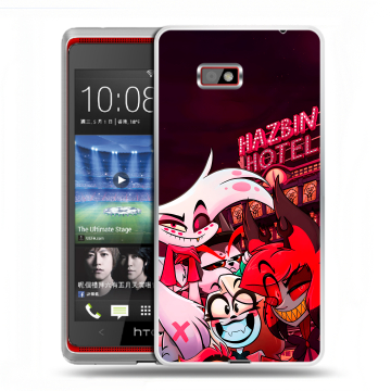 Силиконовый чехол на HTC Desire 600 с принтом Hazbin Hotel Отель Хазбин