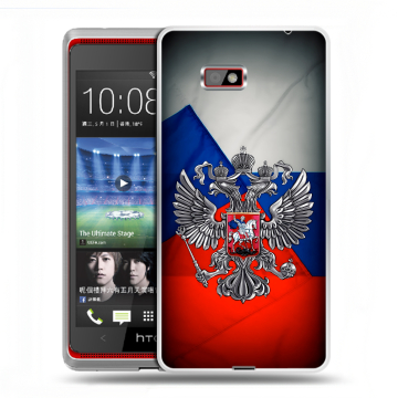 Силиконовый чехол на HTC Desire 600 с принтом Флаг России