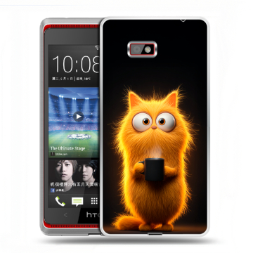 Силиконовый чехол на HTC Desire 600 с принтом Смешной кот