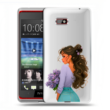 Силиконовый чехол на HTC Desire 600 с принтом девушка цветы Силиконовый чехол на HTC Desire 600 с принтом девушка цветы