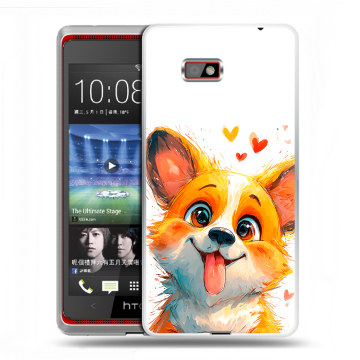Силиконовый чехол на HTC Desire 600 с принтом корги