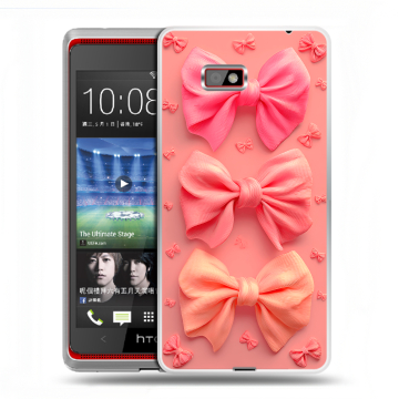 Силиконовый чехол на HTC Desire 600 с принтом Розовые бантики
