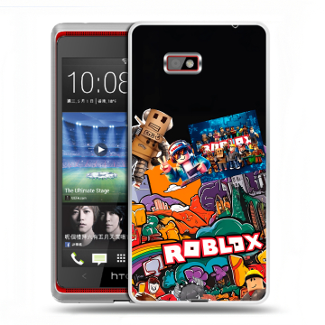 Силиконовый чехол на HTC Desire 600 с принтом Roblox Роблокс