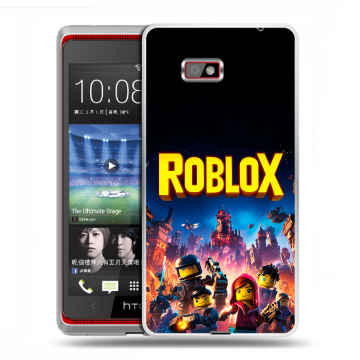 Силиконовый чехол на HTC Desire 600 с принтом Roblox Роблокс
