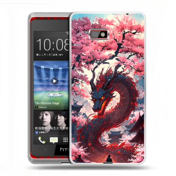 Силиконовый чехол на HTC Desire 600 с принтом Дракон Японский Силиконовый чехол на HTC Desire 600 с принтом Дракон Японский
