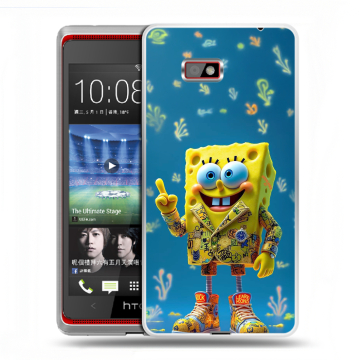 Силиконовый чехол на HTC Desire 600 с принтом Спанч боб Спанчбоб