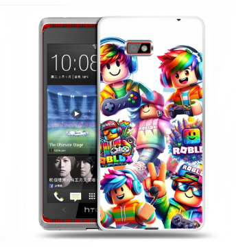 Силиконовый чехол на HTC Desire 600 с принтом Roblox Роблокс