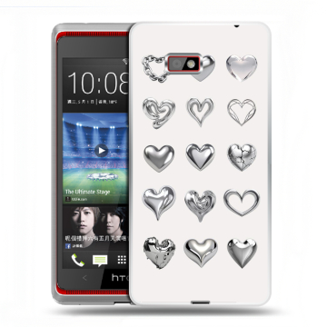Силиконовый чехол на HTC Desire 600 с принтом Y2K сердечки