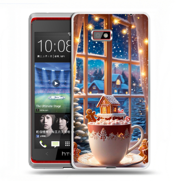 Силиконовый чехол на HTC Desire 600 с принтом Новый год Силиконовый чехол на HTC Desire 600 с принтом Новый год