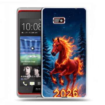 Силиконовый чехол на HTC Desire 600 с принтом Новый год коня Силиконовый чехол на HTC Desire 600 с принтом Новый год коня