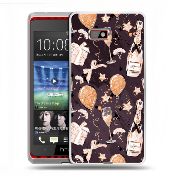 Силиконовый чехол на HTC Desire 600 с принтом Новый год Силиконовый чехол на HTC Desire 600 с принтом Новый год