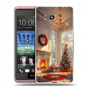 Силиконовый чехол на HTC Desire 600 с принтом Новый год Силиконовый чехол на HTC Desire 600 с принтом Новый год
